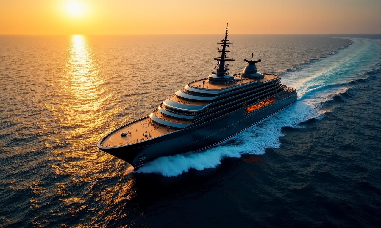 Vista panorámica de un crucero de lujo navegando por aguas cristalinas