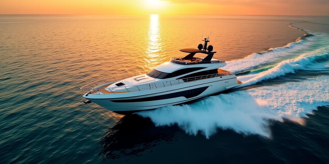 Yate de lujo navegando por el Mediterráneo al atardecer